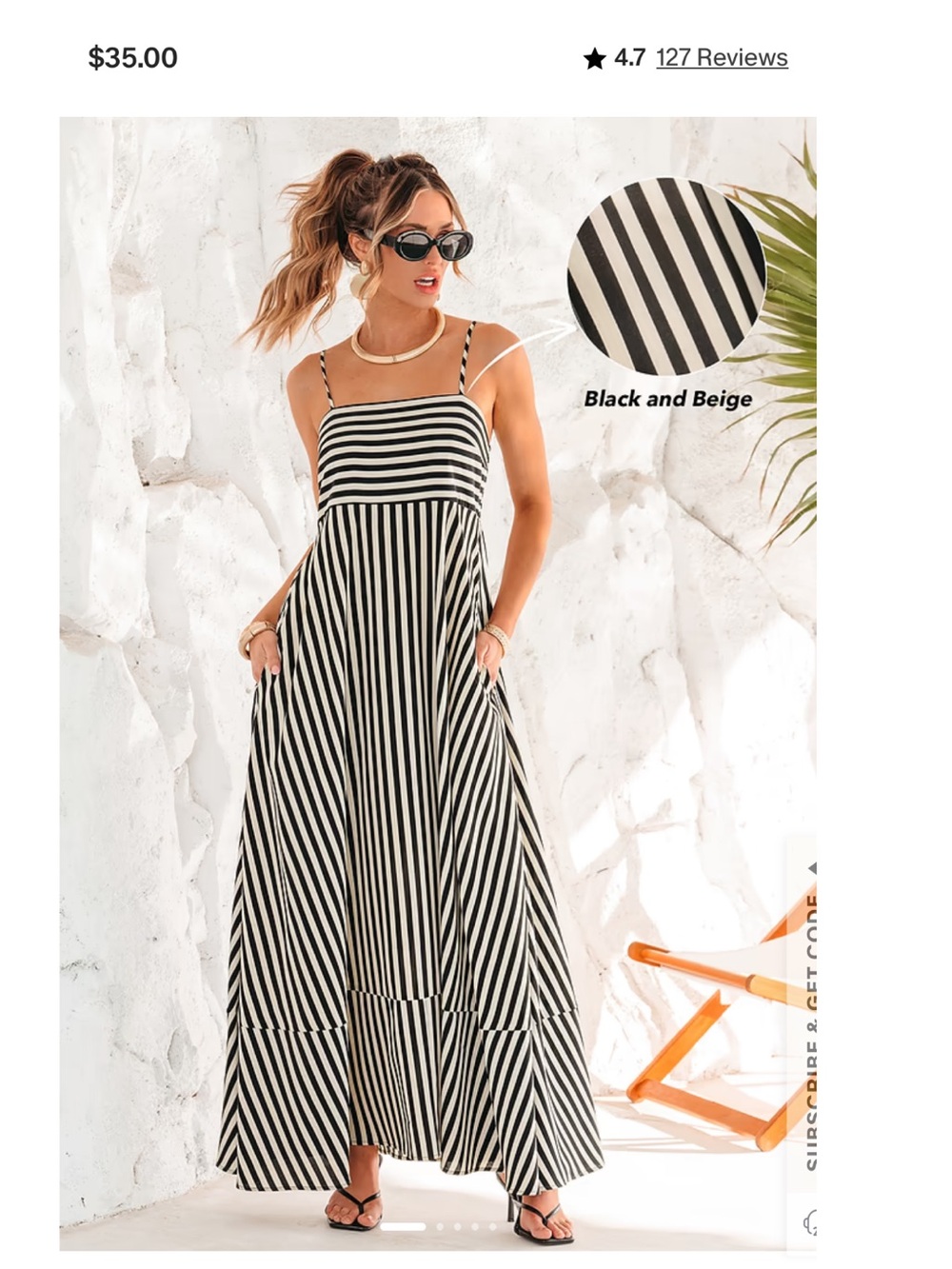 Black and White Striped Maxi Dress - Classic Summer Style - Picture 3 of 14